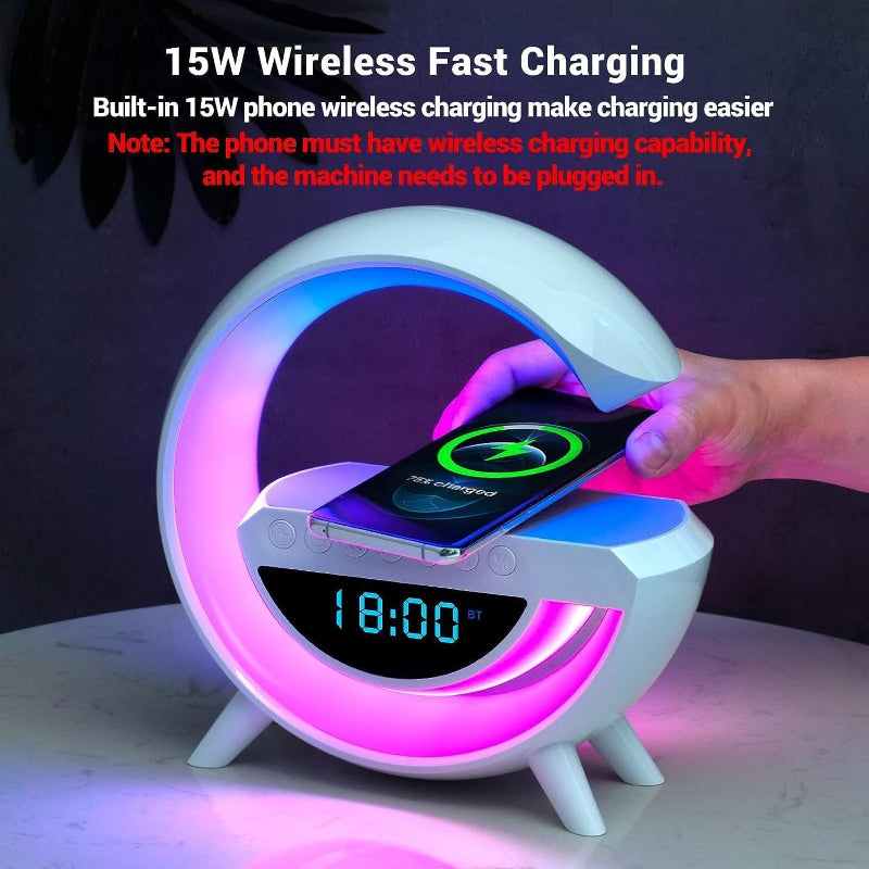 LED Display Wireless Phone Charger Bluetooth Speaker